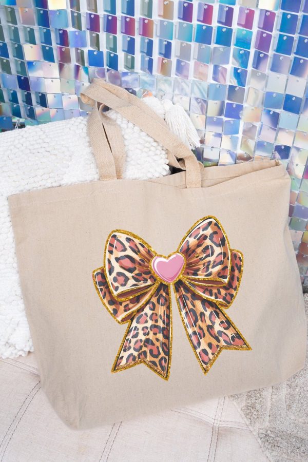 Leopard Love Bow Canvas Jumbo Tote Online Sale