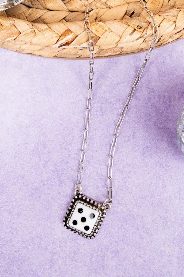 TIPI White 5 Dice Silvertone Necklace Online Hot Sale