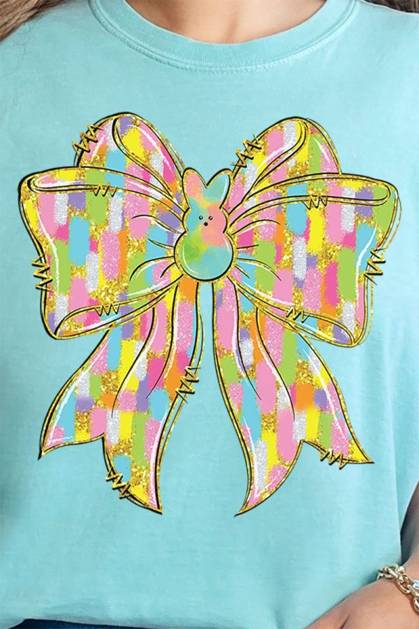 Brushed Peep Coquette Bow Comfort Colors Adult Ring-Spun Cotton Tee For Sale - Image 2