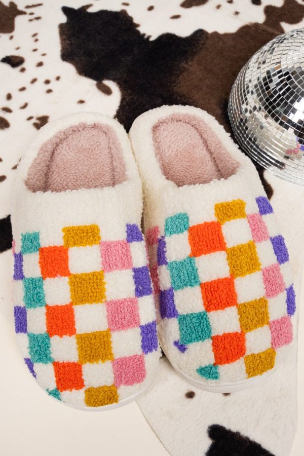20% OFF! Slow Morning Multi-Color Check Plush Slippers Online