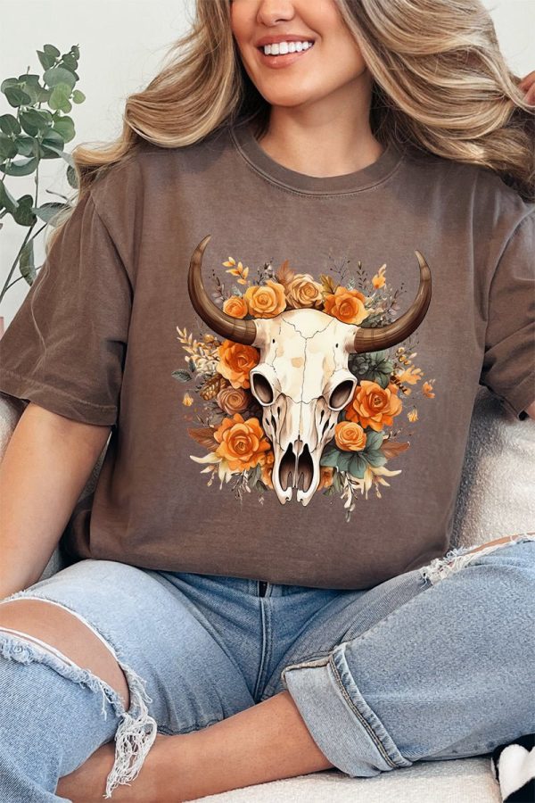 Boho Autumn Steer Comfort Colors Adult Ring-Spun Cotton Tee on Sale