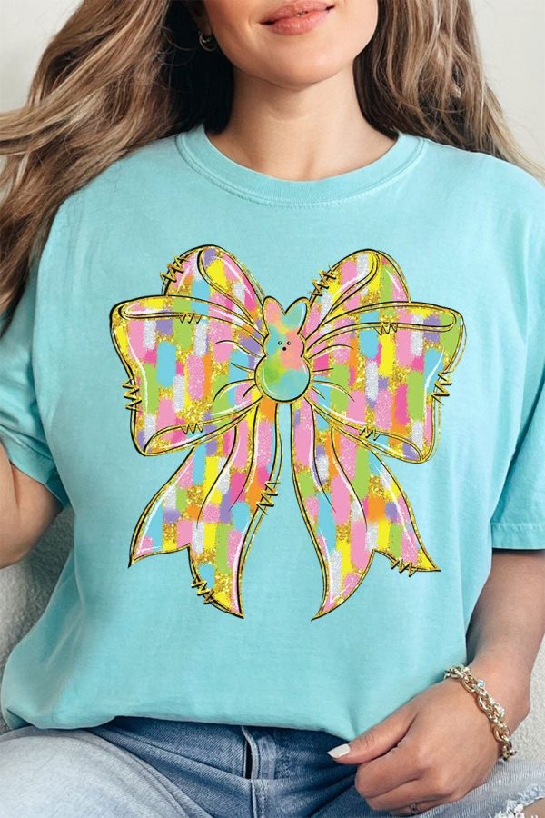 Brushed Peep Coquette Bow Comfort Colors Adult Ring-Spun Cotton Tee For Sale