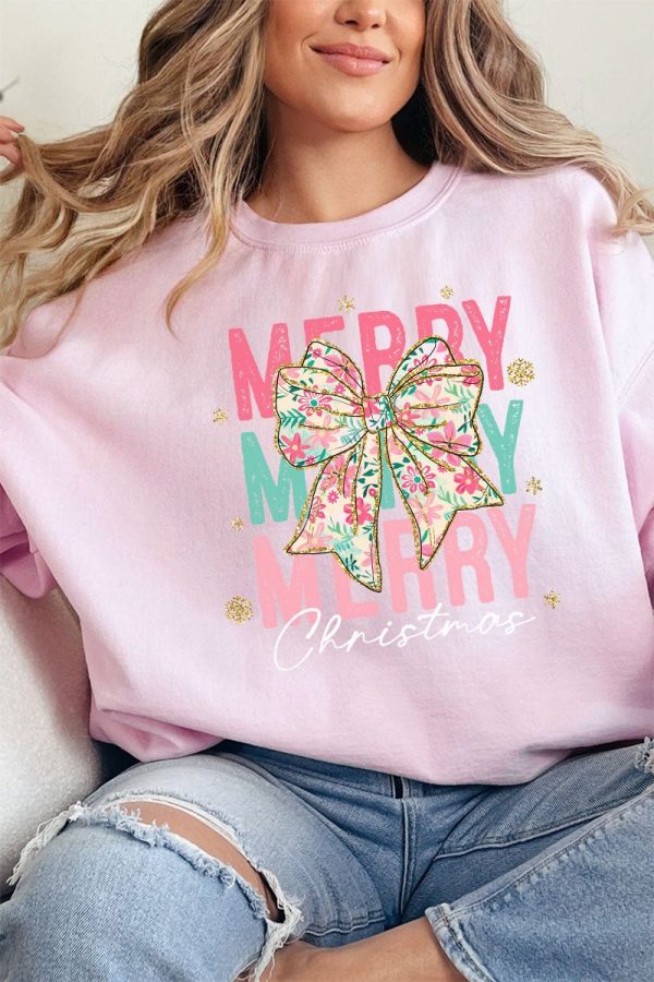 Preppy Blossom Merry Christmas Unisex NuBlend Crew Sweatshirt Online