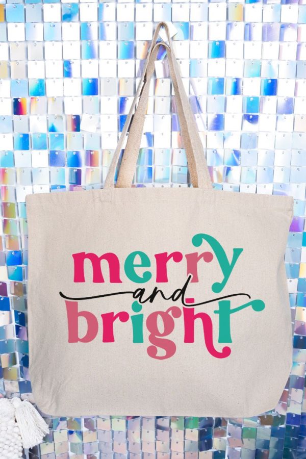Candy Colors Merry And Bright Canvas Jumbo Tote Cheap