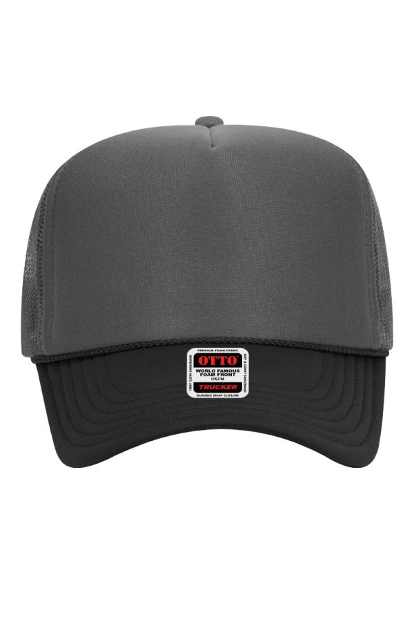 OTTO Black and Charcoal Gray Foam Front High Crown Split Color Trucker Hat Sale - Image 3