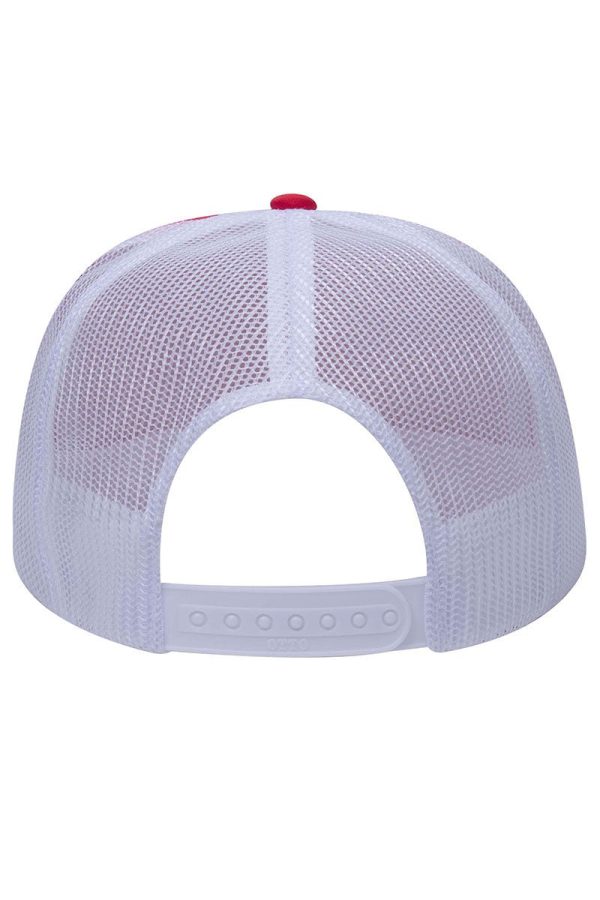 OTTO Red and White Foam Front High Crown Back Split Color Trucker Hat Sale - Image 4
