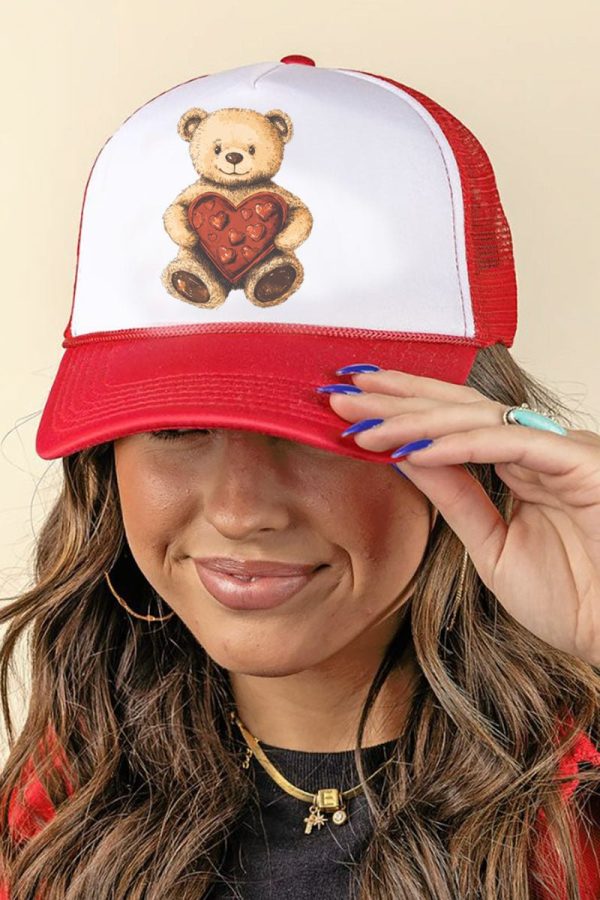 Teddy Bear Love Foam Mesh Back Trucker Cap Online now