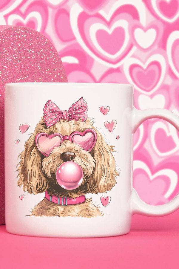 Doodle Dog Hearts Ceramic Mug on Sale
