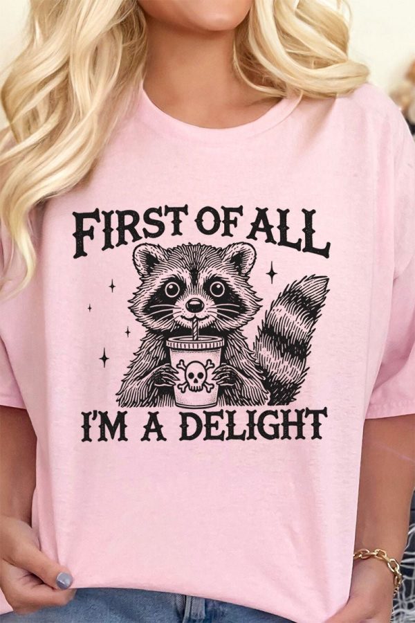 I m A Delight Raccoon Short Sleeve Relaxed Fit T-Shirt For Cheap