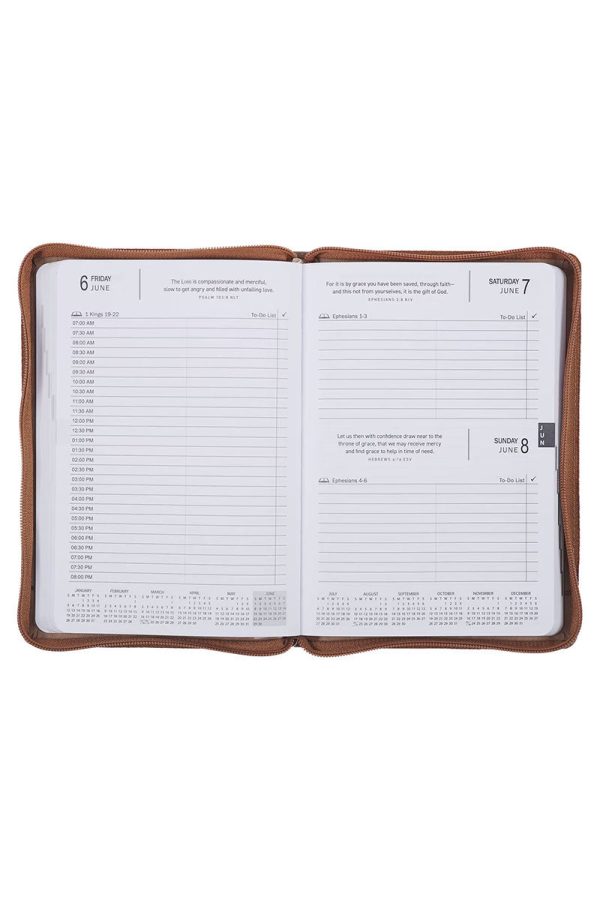 2025 All Things Are Possible Tuscan Tan LuxLeather Zippered Executive Planner For Discount - Image 4