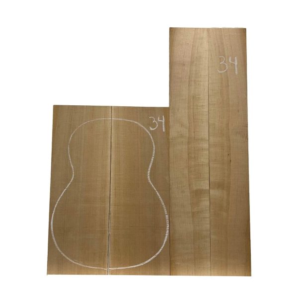 Flame Hard Maple Classical Guitar Back and Side Set #34 For Cheap
