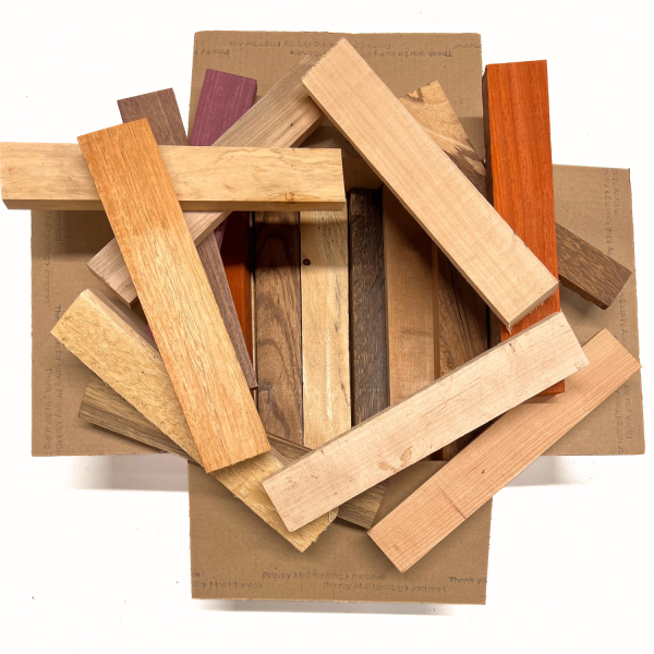 Box of Mixed Exotic and Domestic Species 12  x 12  x 6  Wood Scrap DIY Craft Carving Scroll Short Lumber Cutoff Boards For Sale