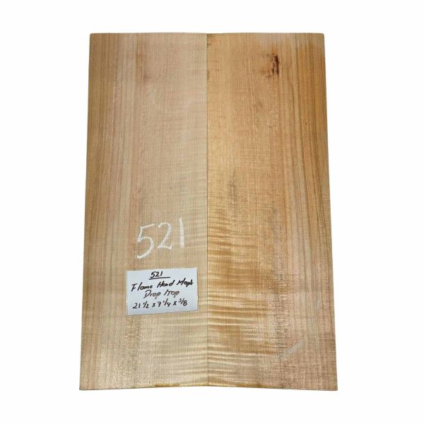 Flame Hard Maple Bookmatched Guitar Drop Tops - 21-1 2  x 7-1 4  x 3 8  #521 Online Sale