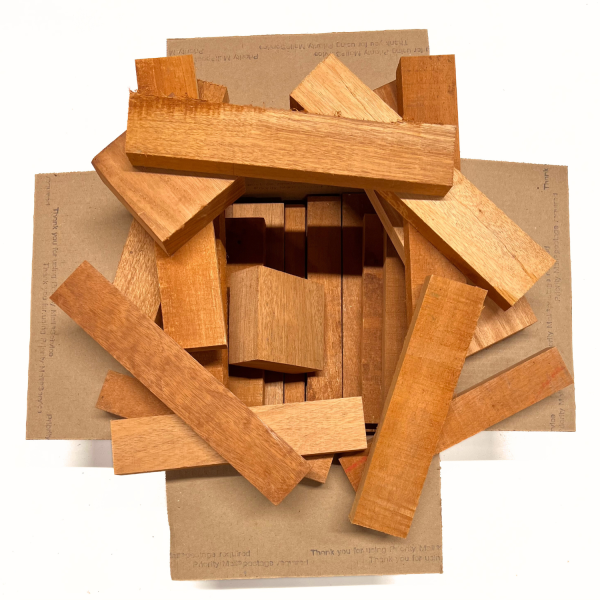 Box of Mahogany 12  x 12  x 6  Wood Scrap DIY Craft Carving Scroll Short Lumber Cutoff Boards Sale - Image 3